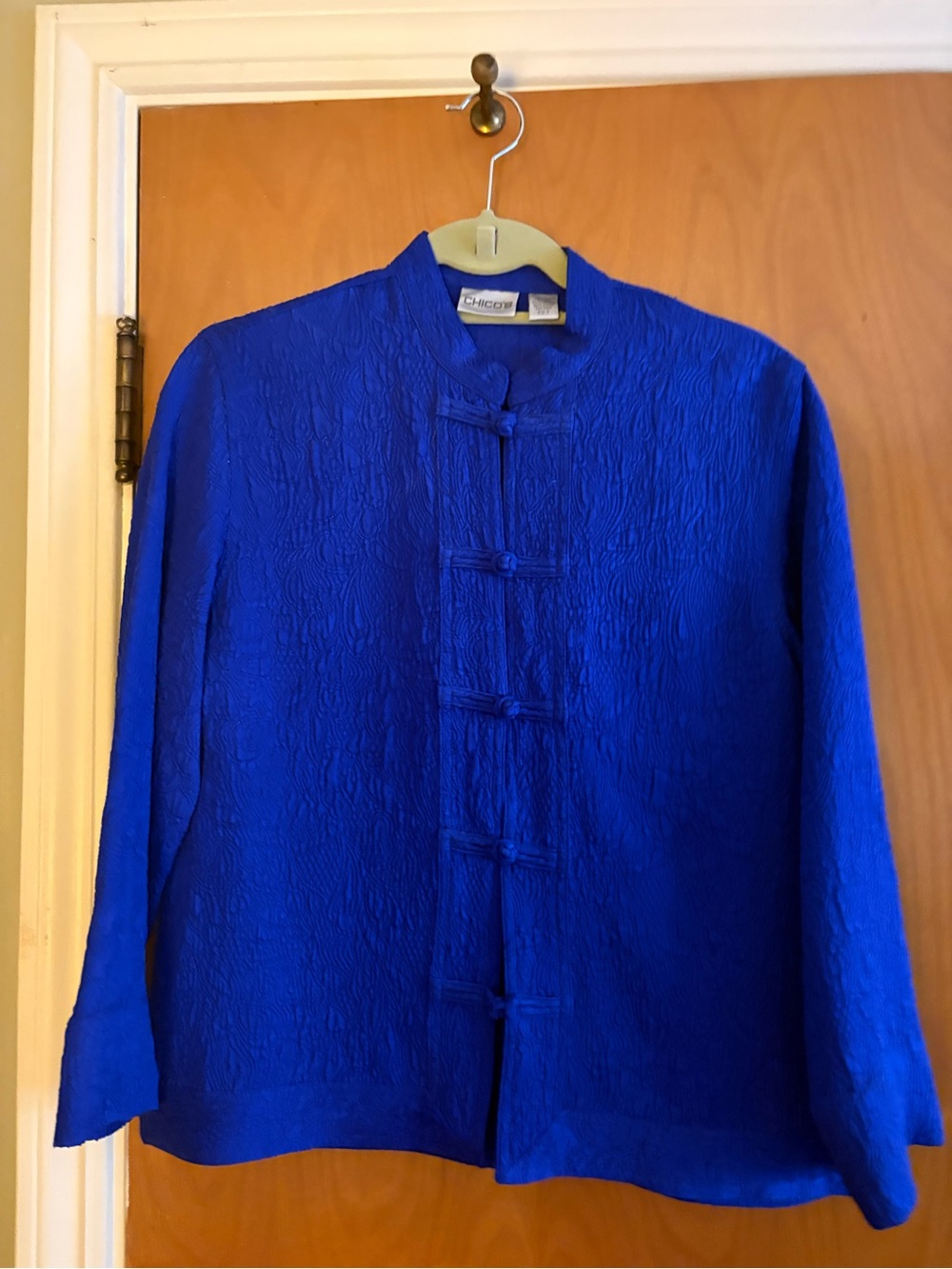 Chico's Cobalt Blue Mandarin Collar Button Jacket